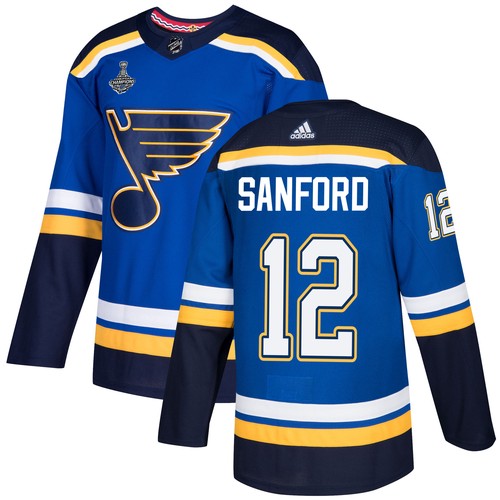 St. Louis Blues Trikot #12 Zach Sanford Blau Heim 2019 Stanley Cup